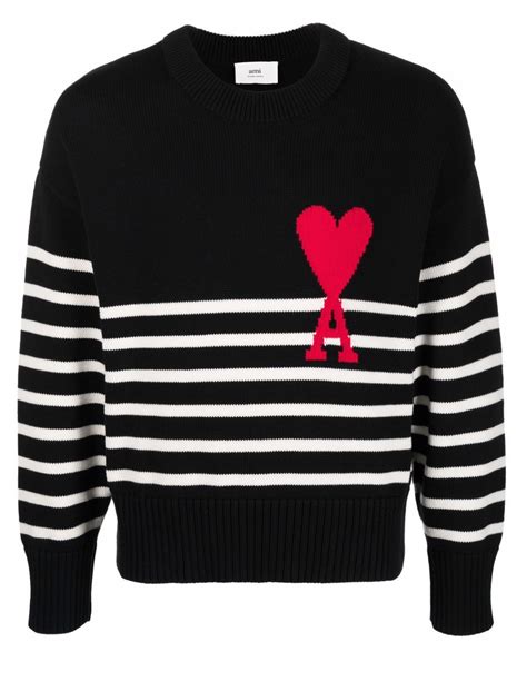 Pull Marinière Noir Ami De Coeur Ami Paris Ss22