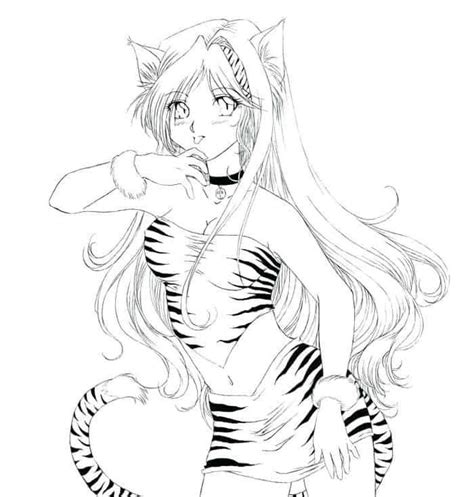 Anime Cat Girl Coloring Pages 1 Cartoon Coloring Pages Mermaid