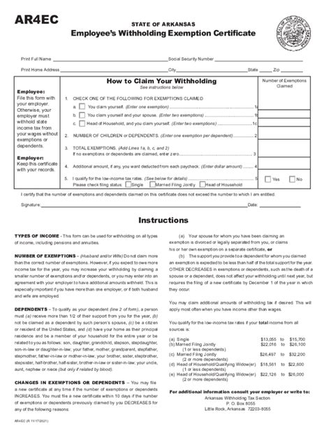 Arkansas Employee Withholding 2021 2024 Form Fill Out And Sign
