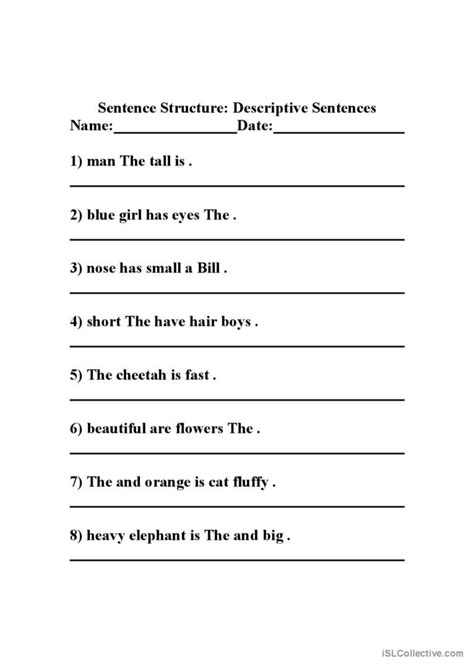 Sentence Structure English Esl Worksheets Pdf Doc