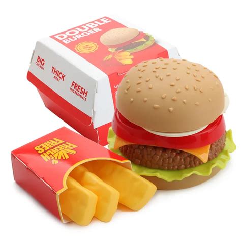 hamburger set pretend play toy french fries double burger assembly kitchen food modeltoys for
