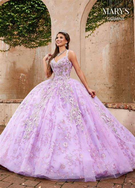 Floral Glitter Lace Quinceanera Dress By Mary S Bridal Mq1073 In 2021 Lavender Quinceanera