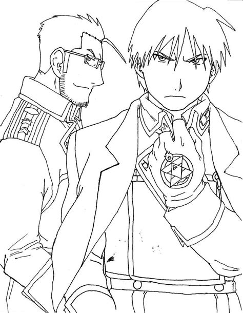 Maes Hughes And Roy Mustang From Fullmetal Alchemist Coloring Page