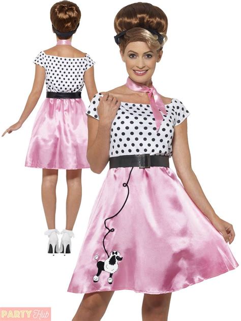 Ladies 50s Rock N Roll Costume Adults 1950s Fancy Dress Poodle