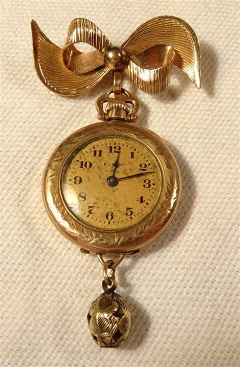 Vintage Ladies Pendant Pocket Watch Brooch Pin 100s 7j Runs Gold