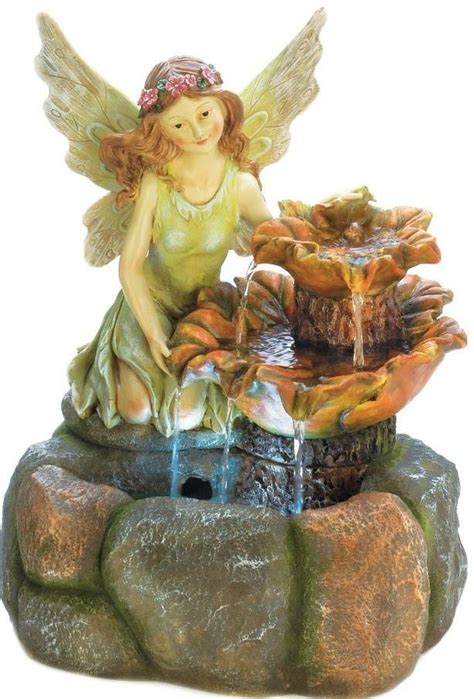 Fairy And Rocks Design Illuminated Water Fountain Fresh Garden Decor