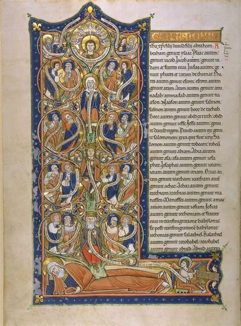 Latin Illuminated Manuscript Jesus Genealogy Matthew 1 Genealogy
