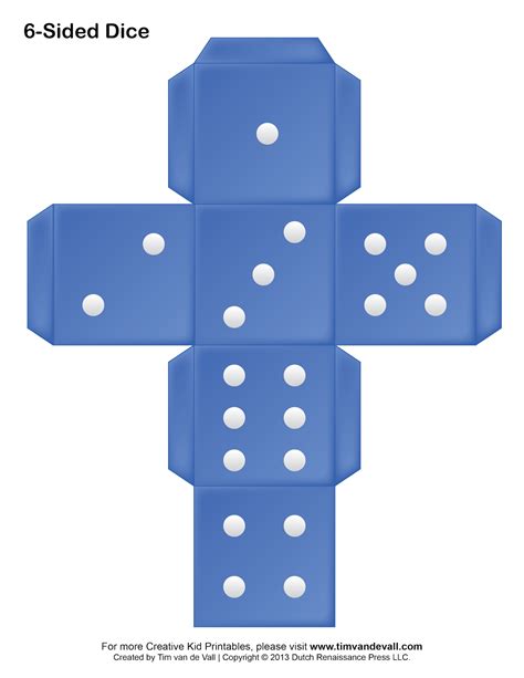 Paper Six Sided Dice Blue K 2 Math Pinterest Printable Paper And Math