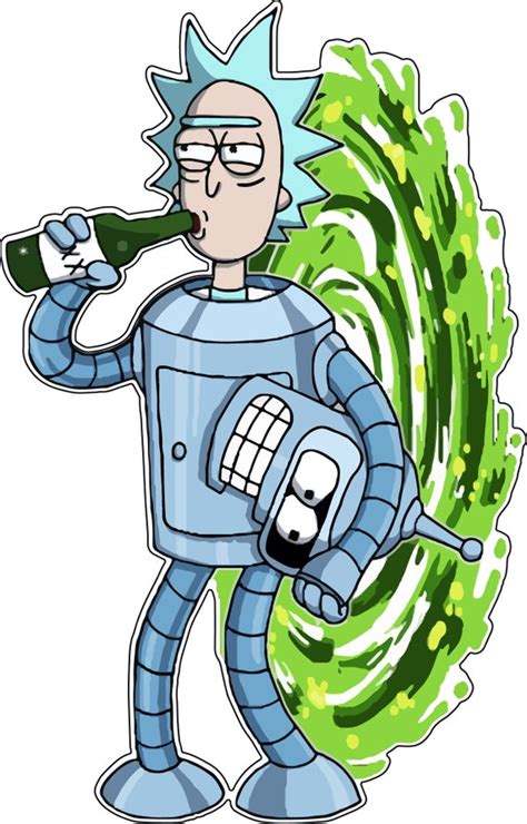 Rick And Morty Drinking Inter Dimensional Portal Sticker