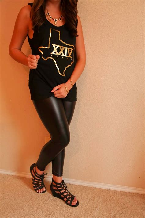 Priscilla Paige Presley Xxiv Karat Graphic Tee Leather Leggings