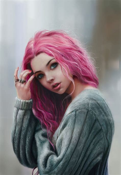 Pink Hair Noveland Sayson Digital Art Girl Art Girl