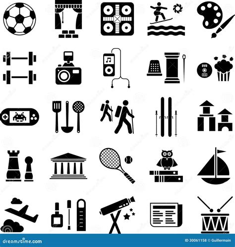 Symbols Of Hobbies And Leisure Pursuits Stock Vector Illustration Of