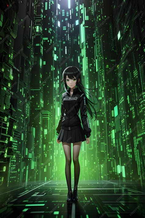 Premium Ai Image Binary Code Anime Girl Anime Futuristic Girl Cyber Anime Girl Ai Generative