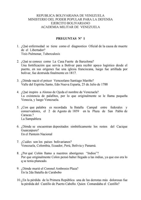 Examen Preguntas De Historia De Mexico Respuestas Reverasite