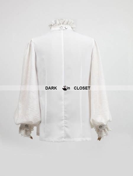 punk rave white gothic long sleeves chiffon emnossing blouse for men