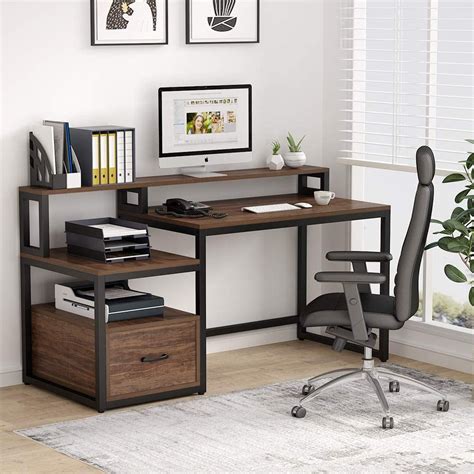 Tribesigns Computer Desk With File Drawer And Storage Shelves 59
