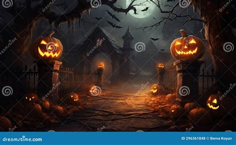 Halloween Carved Pumpkins In A Muddy Puddle Rainy Autumn Background Ai