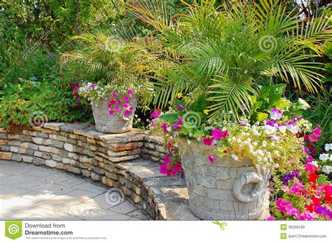 Summer Patio Garden Stock Photo Image Of Colorful