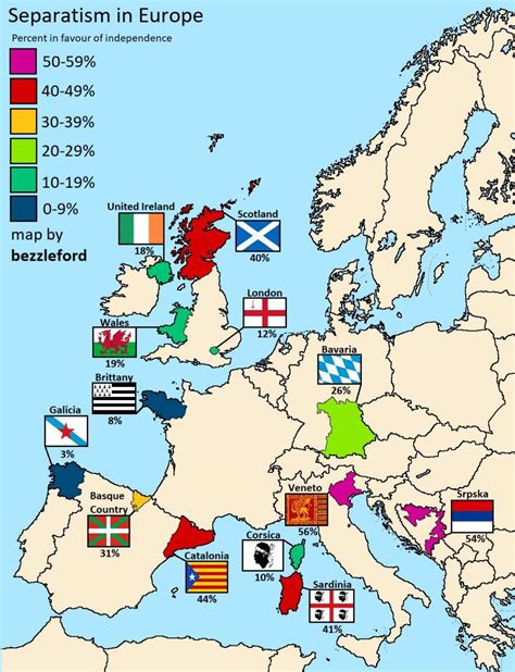 El Mapa Con Los Apoyos Independentistas En Regiones De Europa