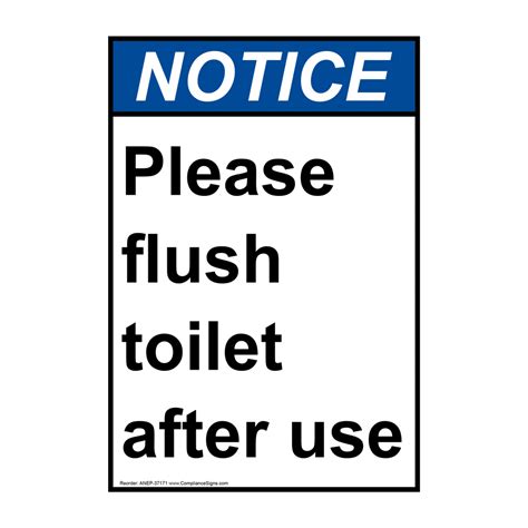 Vertical Please Flush Toilet After Use Sign Ansi Notice
