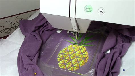Machine Embroidery on T-Shirts. Pineapple. - YouTube