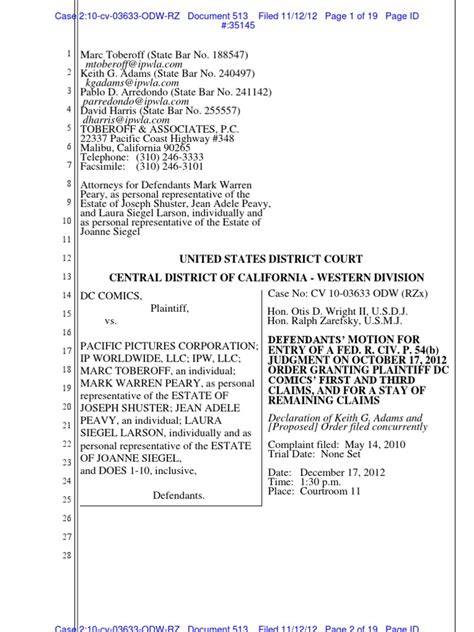 October 29th, 2018 to view the local rules in pdf format, you will need acrobat reader installed on your rules of court. Rule 54(b) Motion and Judgment in the Pacific Pictures ...