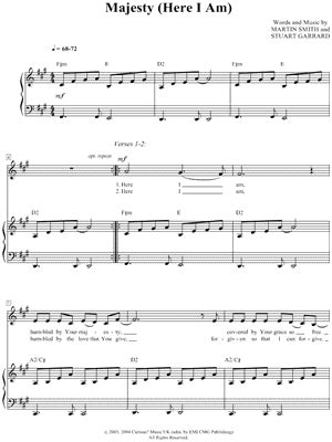 Majesty Here I Am Sheet Music Arrangement Available Instantly Musicnotes