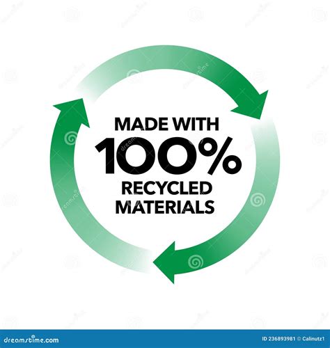 Made With 100 Recycled Materials Vector Icon Logo Badge Stock Vector
