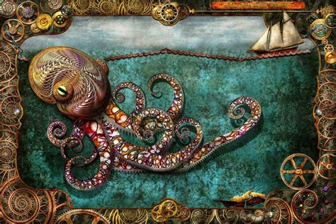 Steampunk The Tale Of The Kraken By Mike Savad Kraken Art