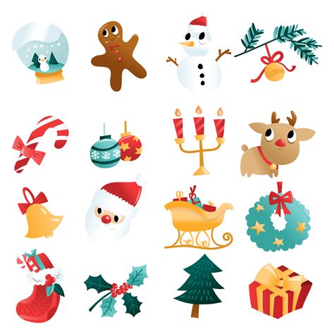 Fun Cartoon Christmas Holiday Decorations Set 1777797 Vector Art At
