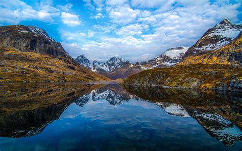Landscape Nature Mountains Reflection In Water Lofoten