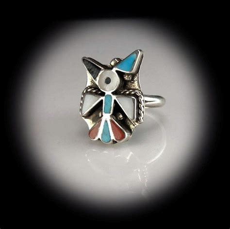 Zuni Inlay Thunderbird Ring By Whitefoxtradingco On Etsy Native American Rings Unique Jewelry