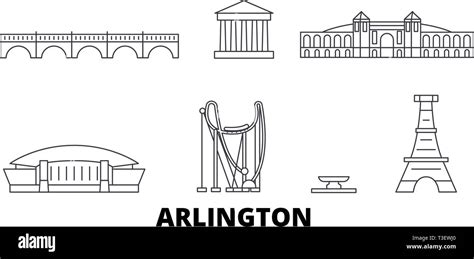 United States Arlington Line Travel Skyline Set United States