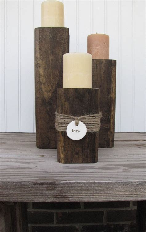 Rustic Wood Candle Stands 3800 Via Etsy Wood