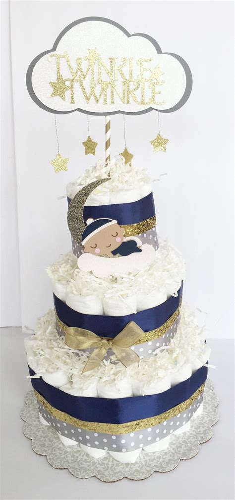 Twinkle Twinkle Little Star Diaper Cake Moon Star Baby Boy Etsy