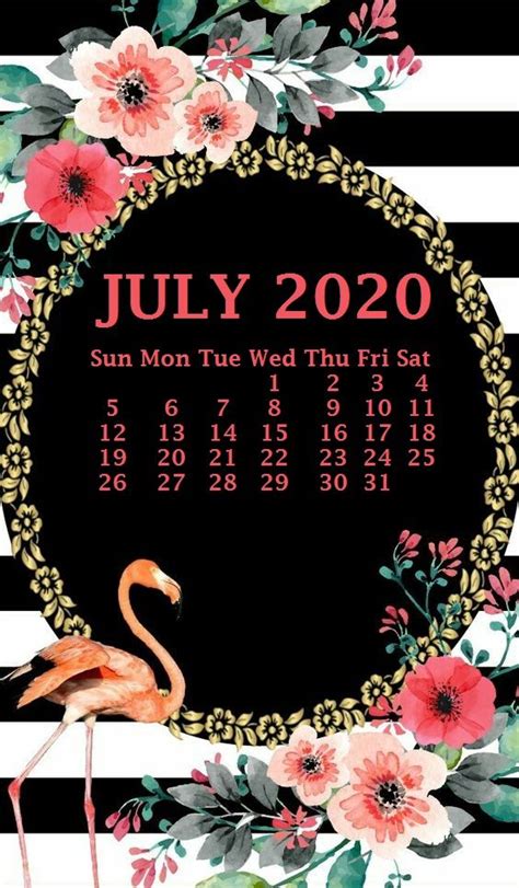 iphone july  calendar wallpaper  printable