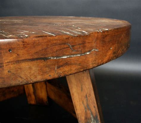 Rustic round oak coffee table. Custom Round Rustic Tavern Coffee Table at 1stdibs