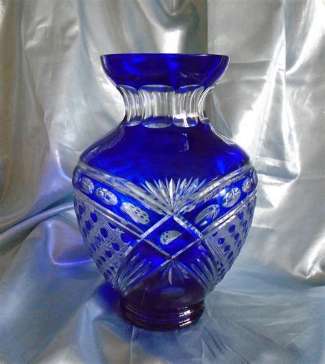Beautiful Cobalt Blue Cut Crystal Vase Stunning Compliment To Etsy