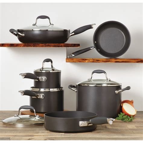 shop anolon advanced hard anodized nonstick 11 piece grey cookware set free shipping today