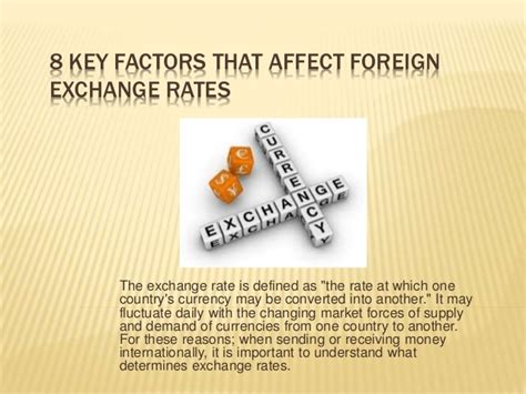 Monitoring the many factors that drive exchange rates can seem impossible, especially for new investors. Factors That Affect The Exchange Rate - Rating Walls