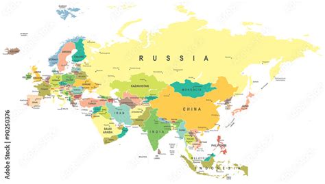 Eurasia Map Highly Detailed Vector Illustration Stock Vector Adobe