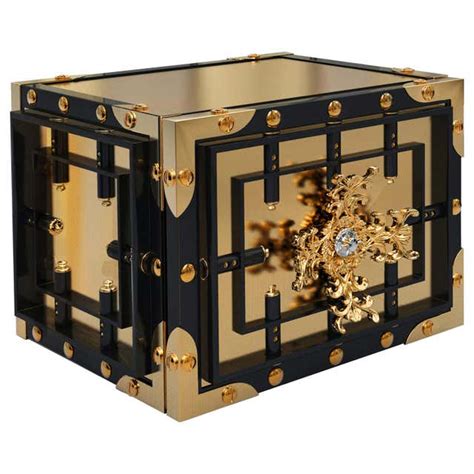 baron jewelry safe mini with brass and steel detail for sale at 1stdibs