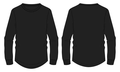 camiseta de manga larga moda técnica boceto plano ilustración vectorial
