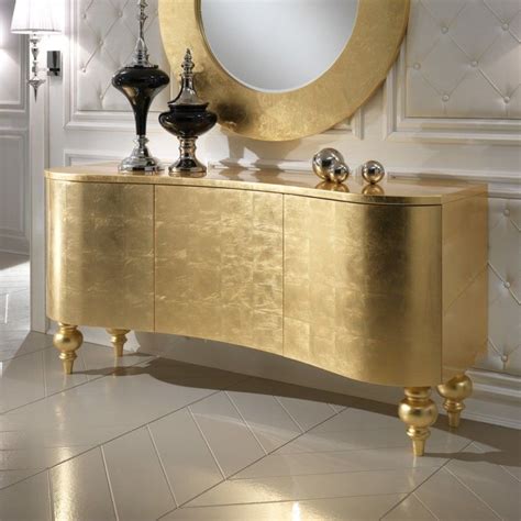 High End Italian Designer Gold Leaf Buffet Juliettes Interiors