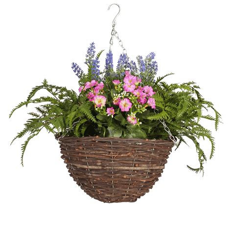 Outdoor Faux Hanging Flower Baskets Artificial Plants Vines Ferns