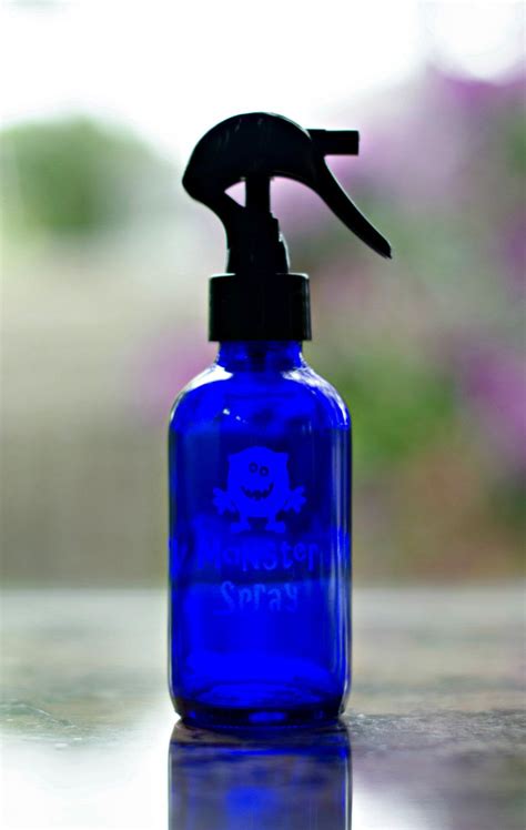 Monster Spray Or Sweet Dreams Etched Blue GLASS 4oz Spray Bottle