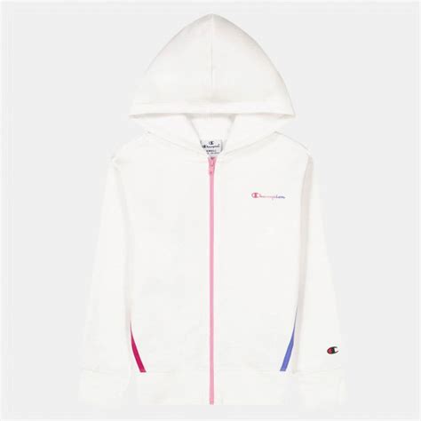 Champion Hooded Full Zip Kids Sweatshirt White 404477 Ww001