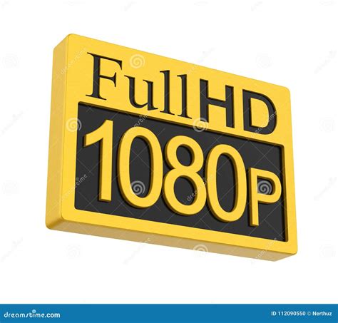 Fullhd 1080p Icon Golden Vector Illustration Isolated On