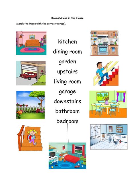 Rooms In The House Worksheet For Elementary