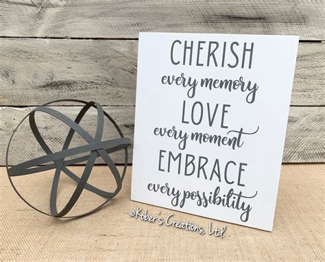 Cherish Every Memory Love Every Moment Sign Farmhouse Decor Etsy